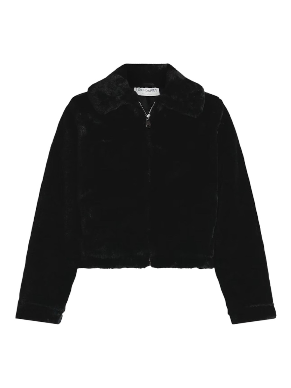 No Boundaries Black Soot Faux Fur Cropped Zip Jacket M
